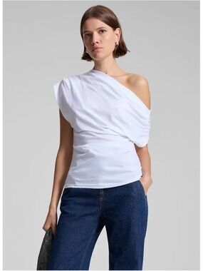 A.L.C. Alice Ruched Draped Cotton Costal italian vacation Top feminine xs